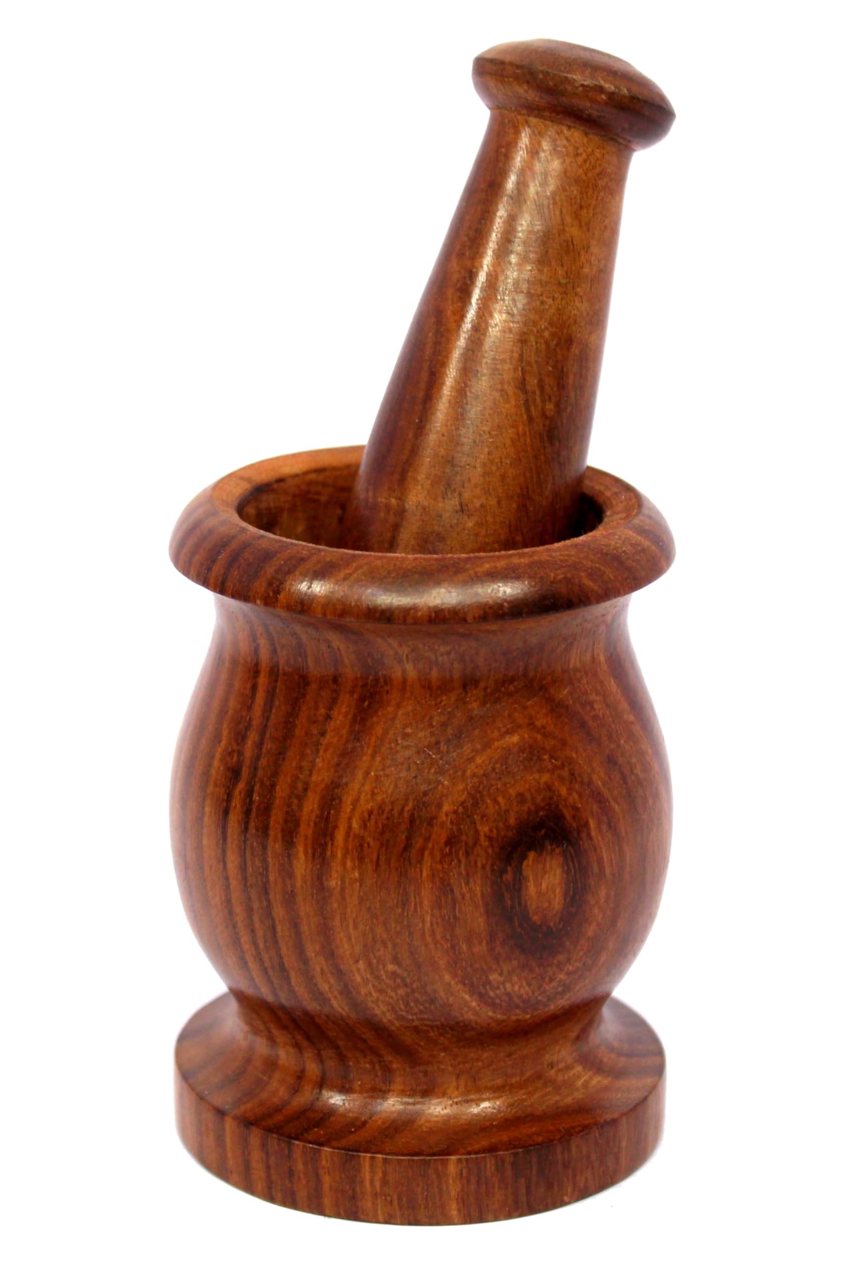 KLEO Wooden Grinder Masher for Spices & Medicine | Okhli Musal Set | Mortar Pestle Set | Imaam Dasta, Kharal, Khalbatta for Kitchen (Brown, 3.5" Inches) - Image 3 thumbnail