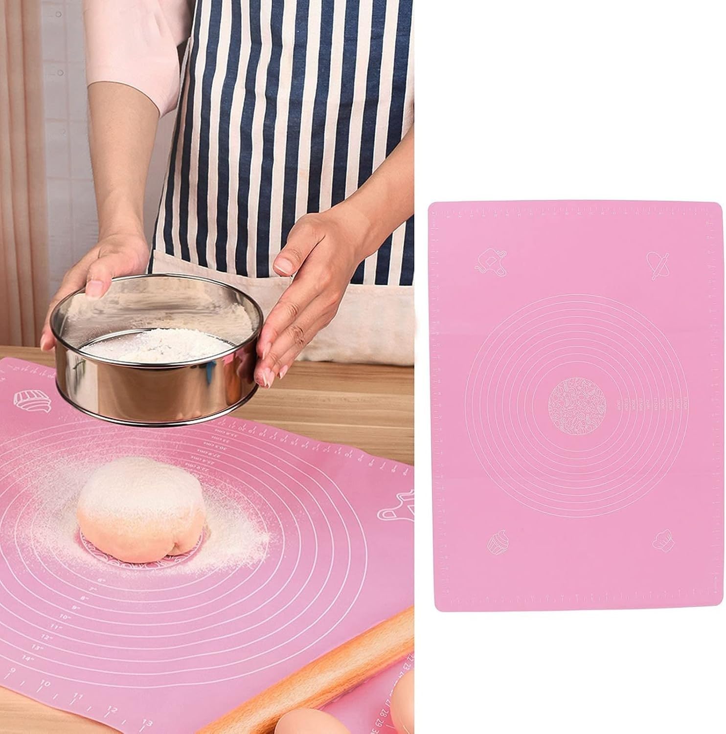 Tapî Silicone Mat Rasade avec Graduations Rose Mat Pâtisserie Antidérivant Résistant Chaleur