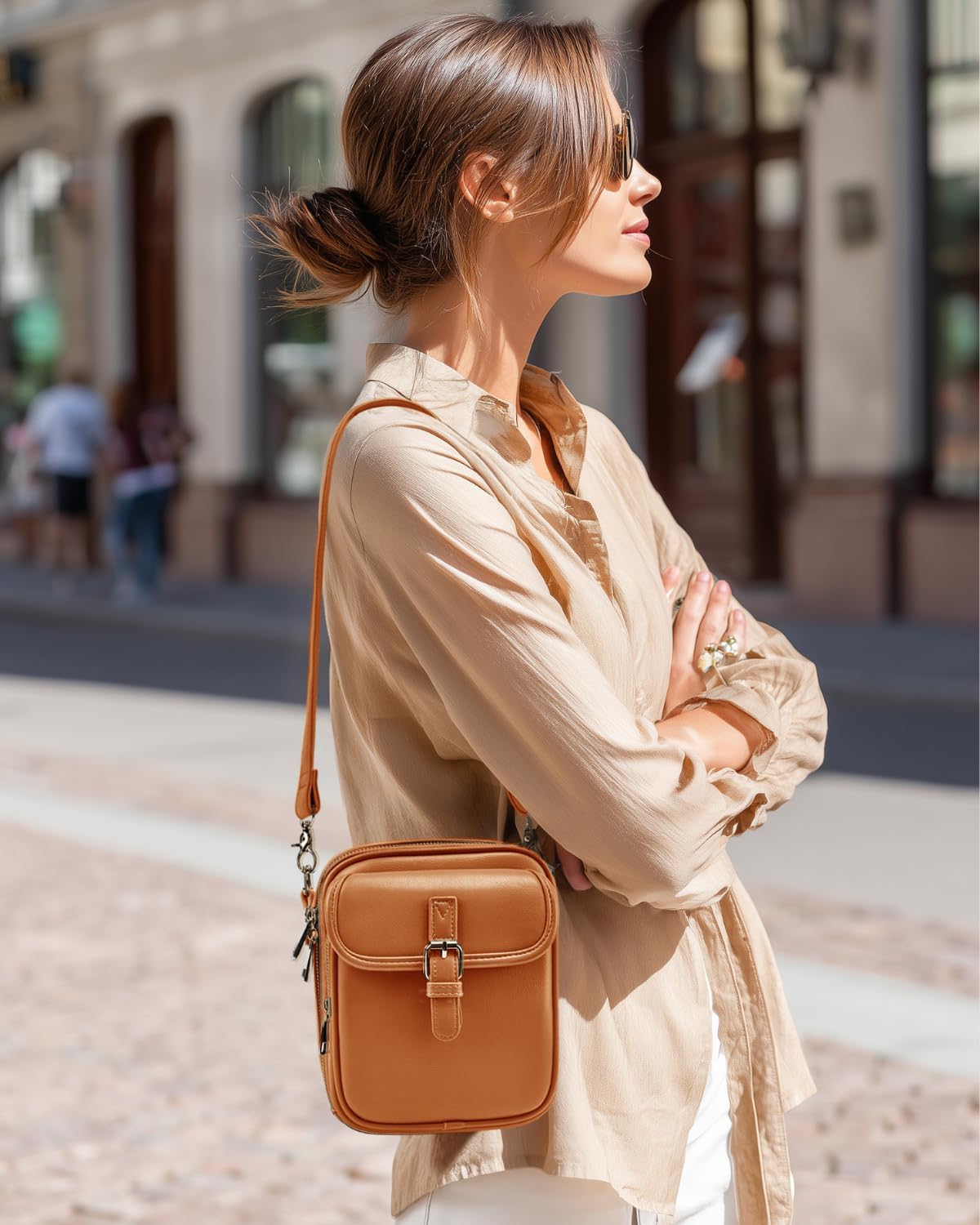 Crossbody Bags for Women, Vegan Leather Messenger Bag Vintage Shoulder Bag Travel Purse Wallet with Card Slots - Image 3