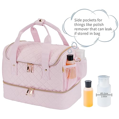 Miniatura 2 de Bolsa organizadora de esmalte de uñas, se adapta a una lámpara de uñas y 50 botellas, elegante almacenamiento de esmalte de uñas con bolsillos