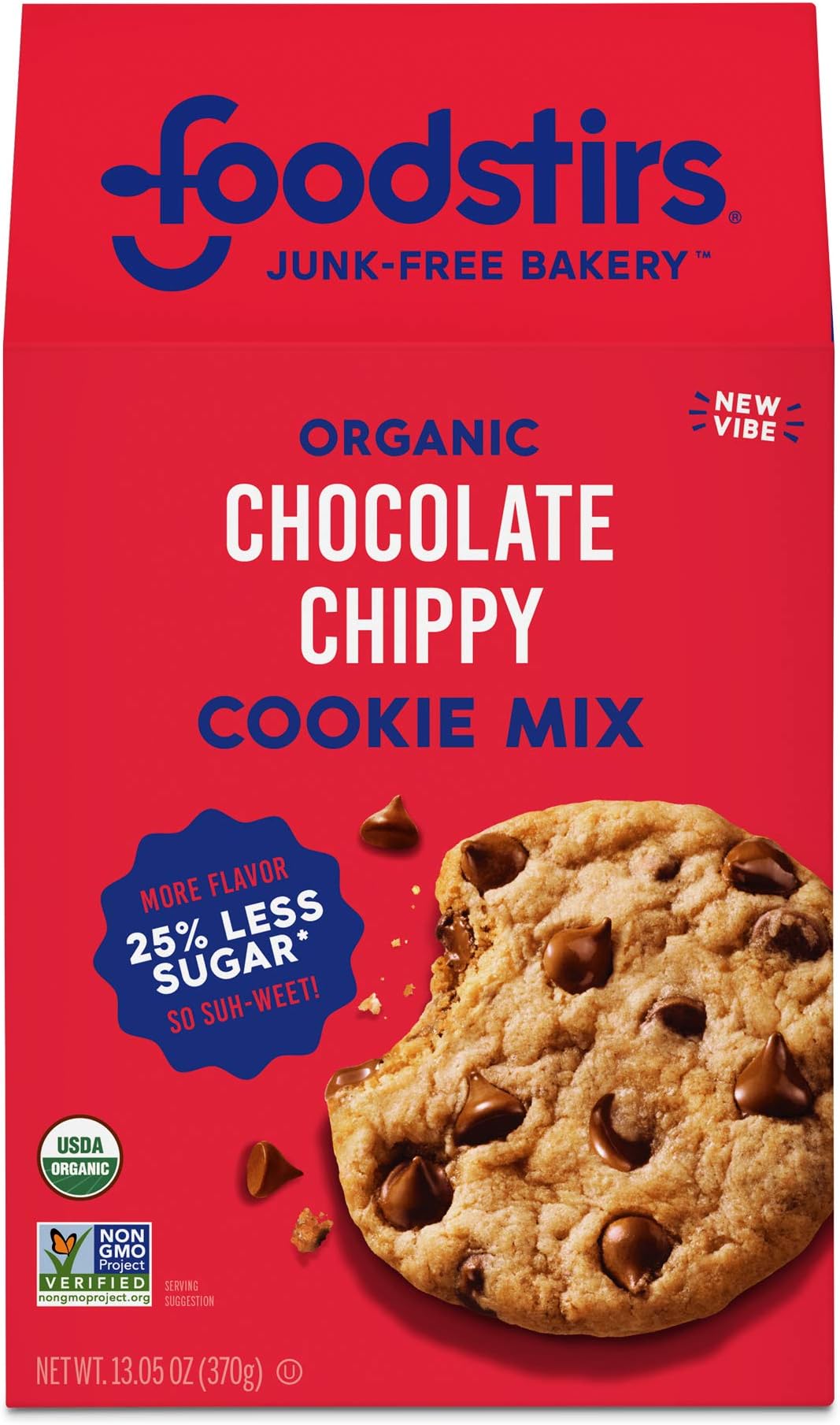 Foodstirs Junk-Free Bakery Organic Chocolate Chippy Cookie Baking Mix, 13.05 Oz | Non-GMO | Low Sugar