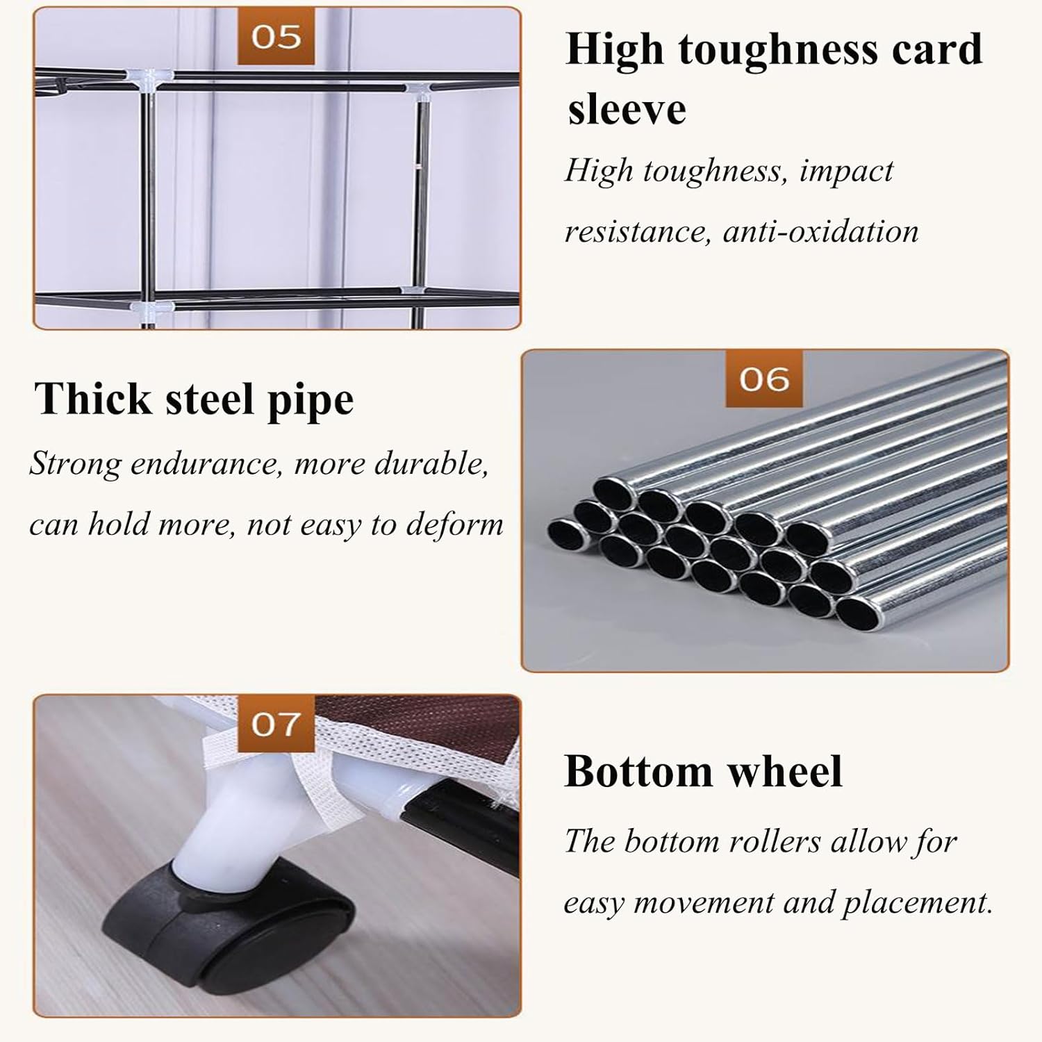 Wardrobe Portable Closet Wardrobe for Hanging Clothes Freestanding Fabric Clothing Rack On Wheels Temporary Closet for Living Room Closet