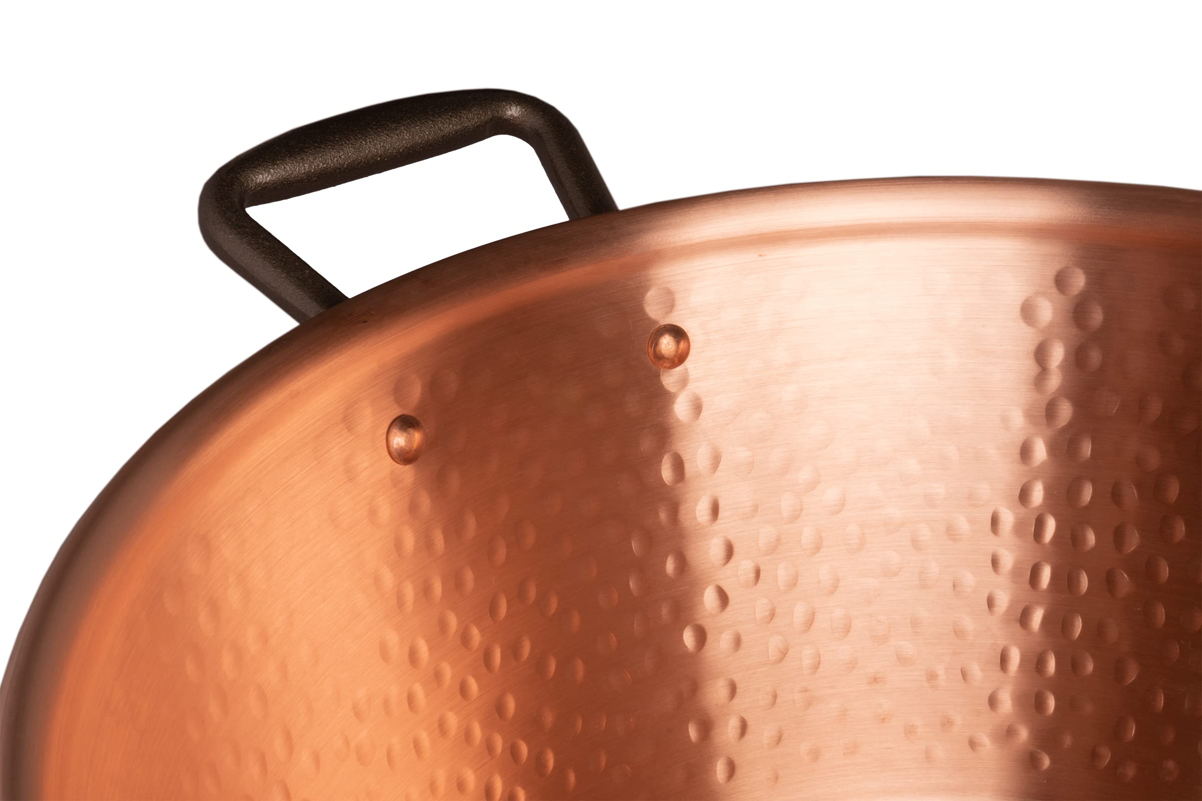 Cuivre Induction | Bassine à confiture en cuivre | Poignées en fonte, fond ferromagnétique | Fabrication Française (12 Liter)