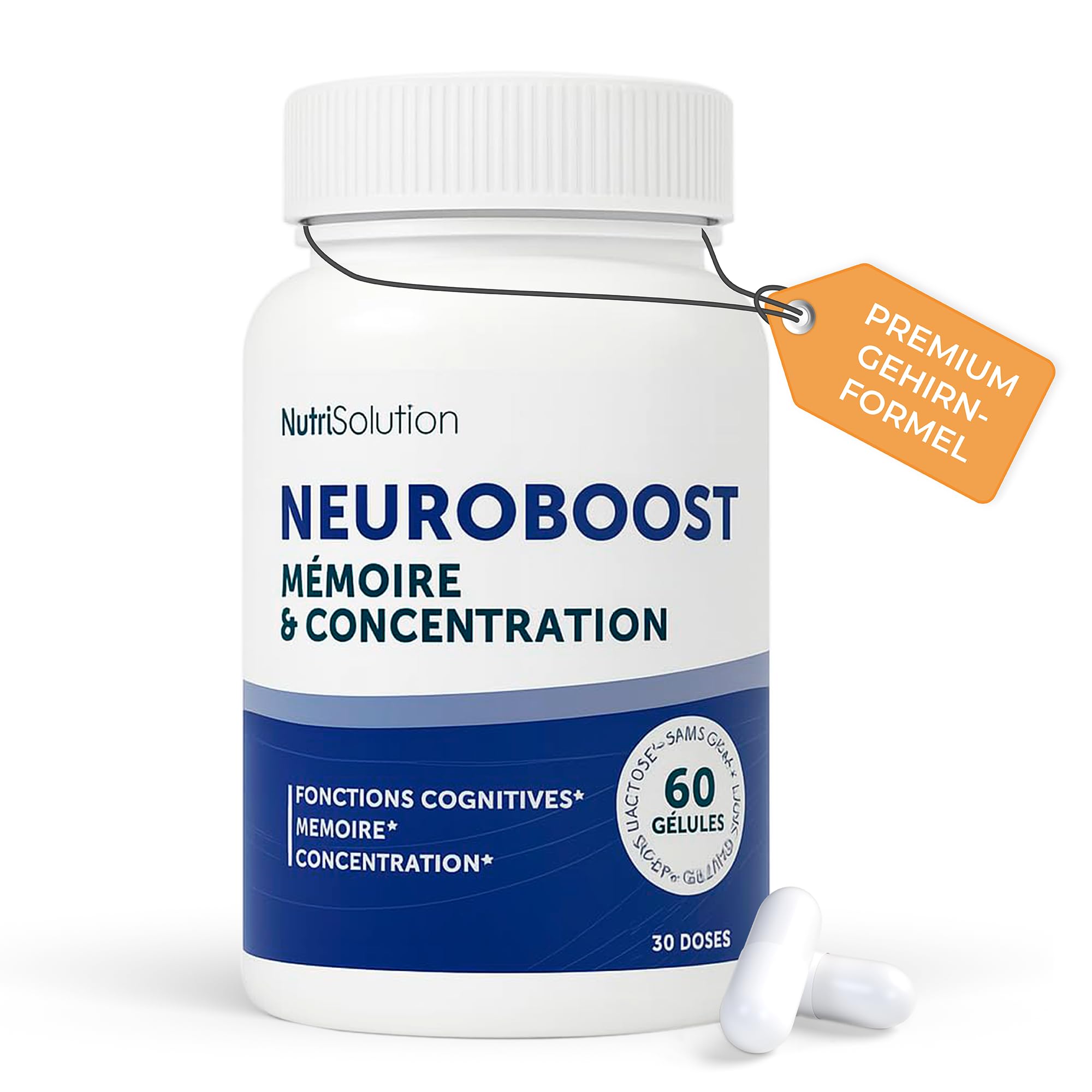NeuroBoost: Nahrungsergänzungsmittel mit Ginkgo biloba, Vitamin B12 & Kräuterextrakten – Gedächtnis, Konzentration & kognitive Gesundheit – 60 vegane Kapseln (60)