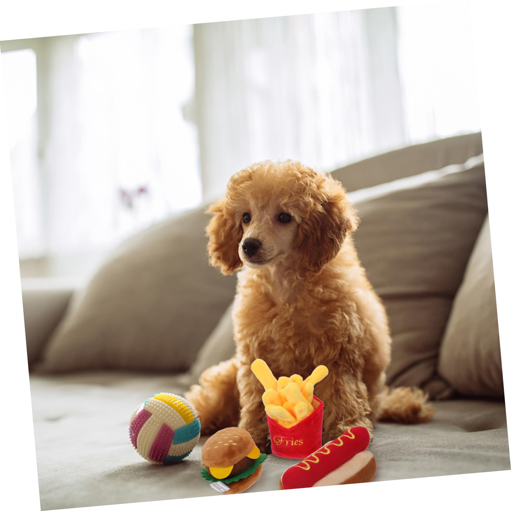 Toddmomy Jouet Sonore en Peluche pour Chien Imitation Nourriture, Résistant à Morsure, Jouet à Couinement Intégré pour Chiots Pendant Le Jeu Activités