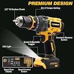 Cordless Drill Compatible with Dewalt 20V Batteries Compact Brushless 1/2” Hammer Drill Driver, 160Nm MAX Torque, 2 Variable Speed 20+3 Position(Tool Only - Battery and Charger Not Included)