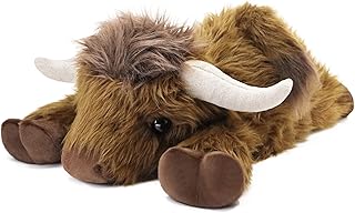 Highland Cow Plush Toy, 4-Pound Weighted Stuffed Animal, Microwaveable and Coolable - Suitable for Boys and Girls (Dark Brown)