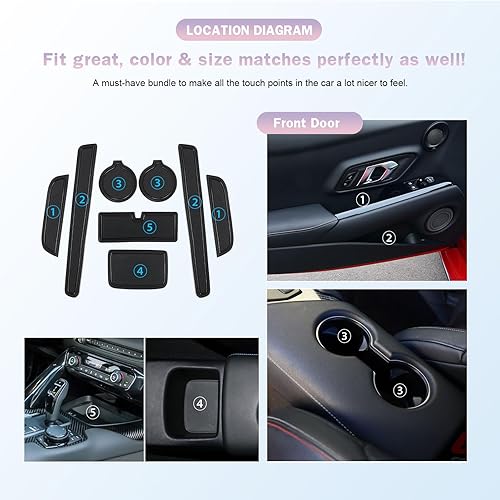 Miniatura 6 de Toyoat Supra GR 2020-2025 - Forros para consola central, alfombrillas para portavasos y tapetes, antideslizantes, centro 2025, Supra GR 2025, forros