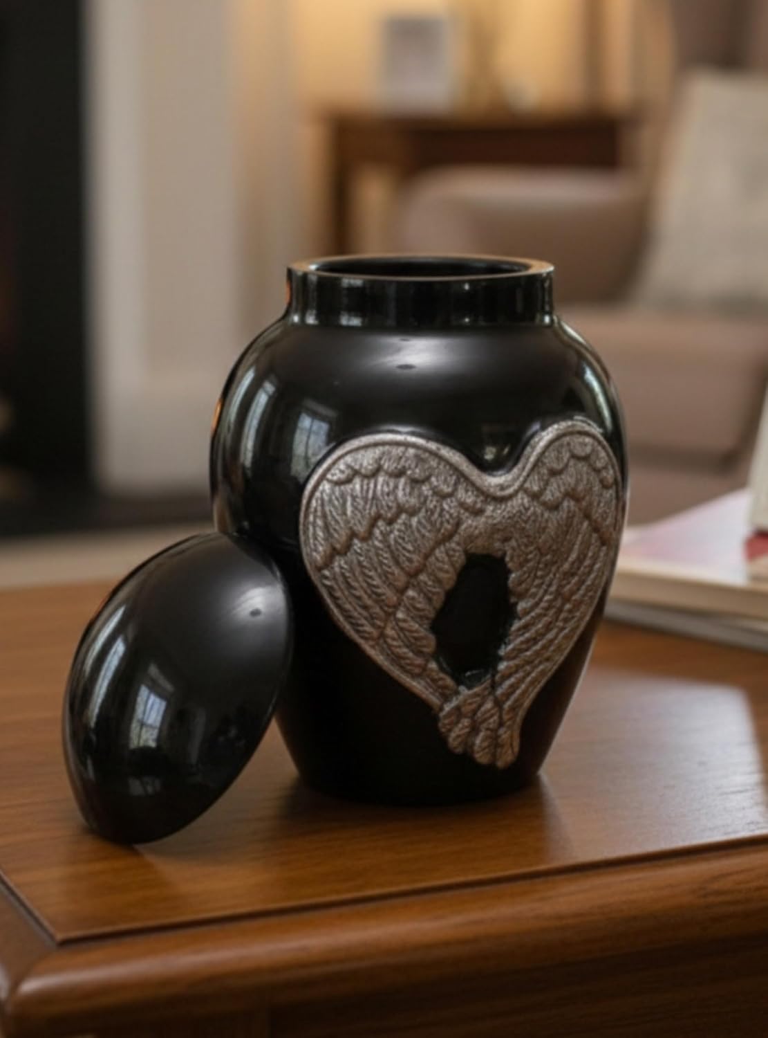 Red Cremation Urns for Ashes Adult Male/Female -Beautiful Unique Style Decorative Urns W/Velvet Bag -5" Aluminium Small Cremation Urn for Funeral for Pet or Human Ashes Small urn (Angel Wings)