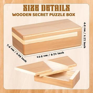 Gejoy Secret Puzzle Box Cash Gift Wooden Puzzle Box for Adults Brain Teaser Wooden with Hidden Compartments for Christmas Cash Gift(Brown,14.5 x 7.5 x 4.5 cm,Classical)