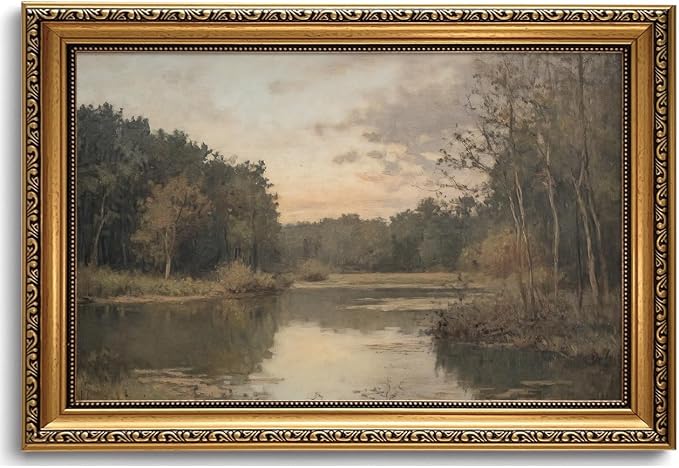 Fall Moody Green Lake Wall Art Vintage Landscape Print Wall Decor 16x24n