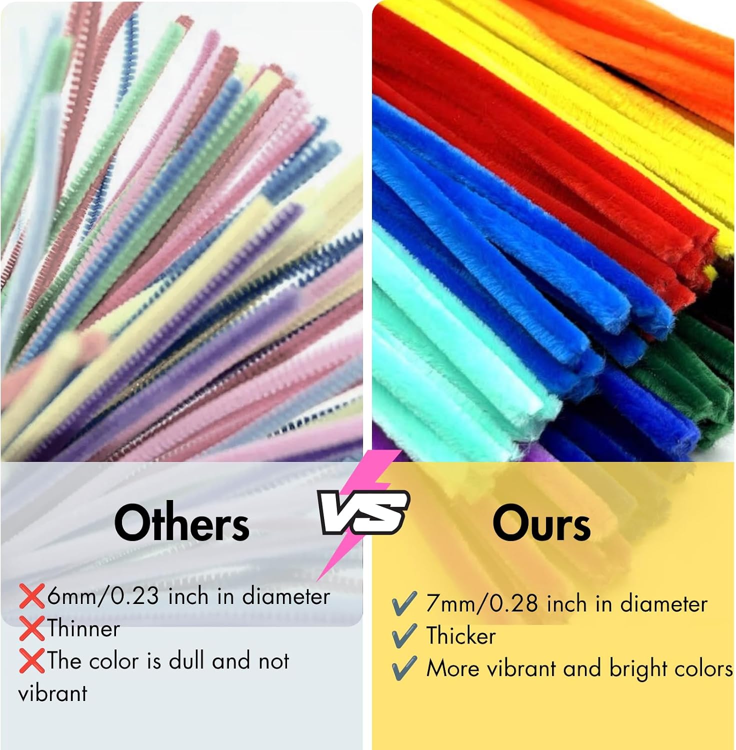 1650 PCS 55 Colors Thick Pipe Cleaners Craft Bulk,12-Inch Chenille Stems