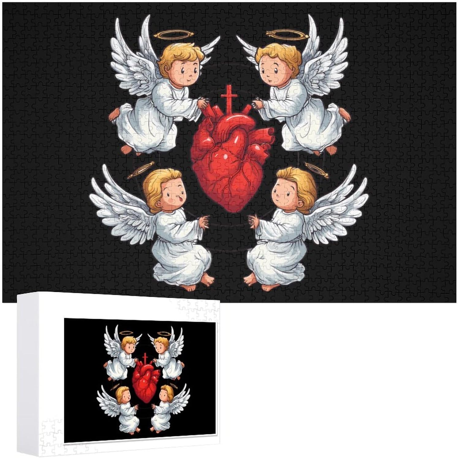 Pretty Angelprint Puzzles for Adults 1000 PCS Wooden Jigsaw Puzzle Wall Decor Christmas