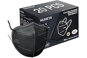 HUHETA KN95 Face Mask 20 Pack Protection with Elastic Ear Loops