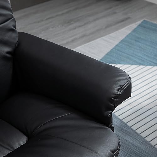 Miniatura 9 de HOMCOM Sillón reclinable giratorio con otomana, silla reclinable de piel sintética con otomana, reclinable tapizado y reposapiés con base envuelta