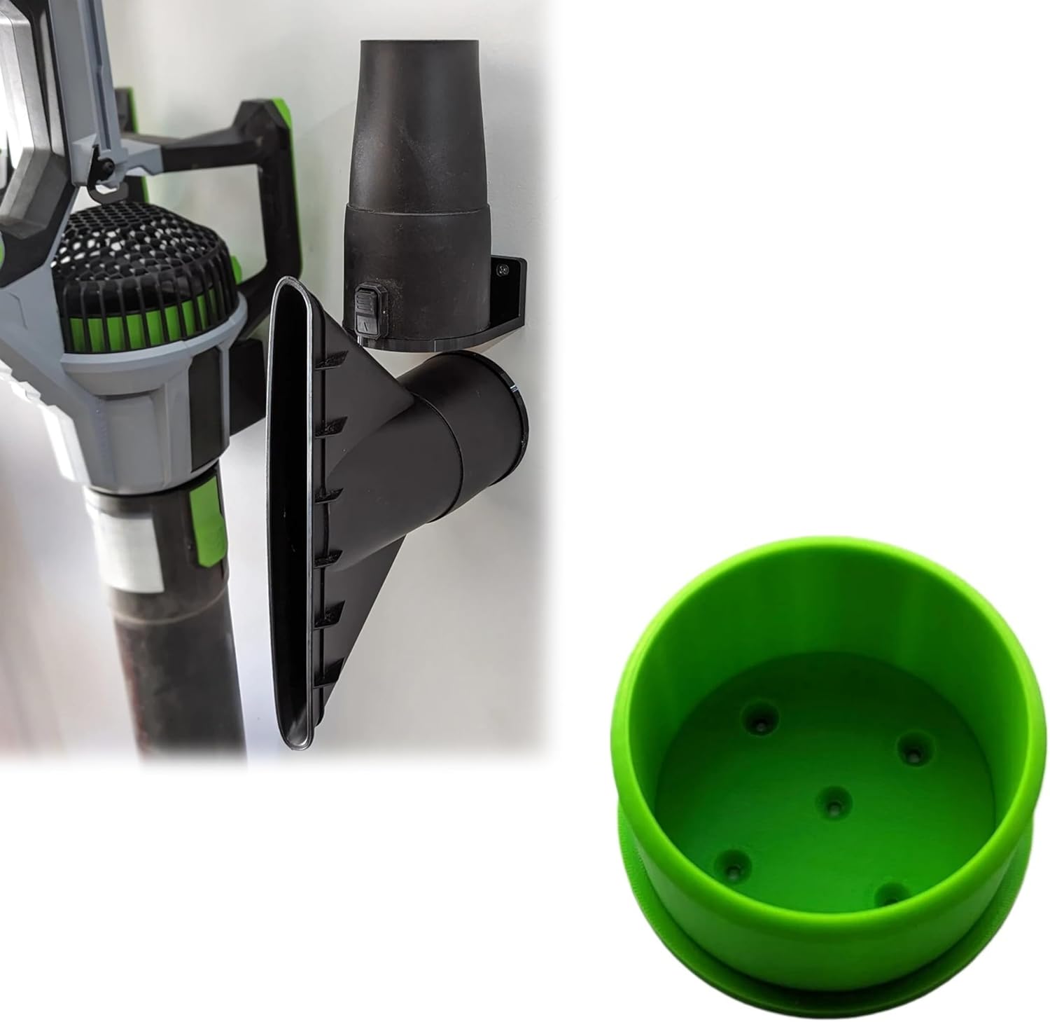 Wall Mount Holder for EGO 765 & 670 CFM Leaf Blower Nozzles – Vertical or Horizontal Storage – Includes Screws (Green2)