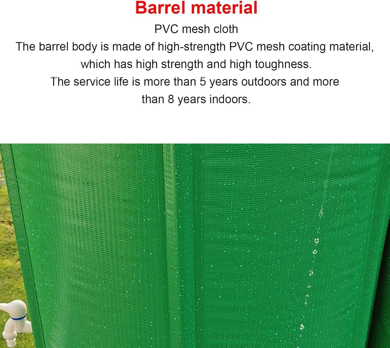 Depósito plegable de recogida de agua con barril de lluvia, sistema de almacenamiento portátil de PVC de 50-1000 L con parte superior de malla para necesidades de riego de césped, jardín y granja