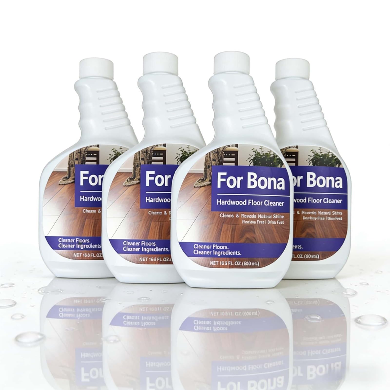 Compatible con Bona Spray Limpiador for Pisos de Madera Dura, 4 Botella, 500ml Sin Residuo, Adecuado for Solución de Limpieza de Pisos de Madera, Fragancia Fresca