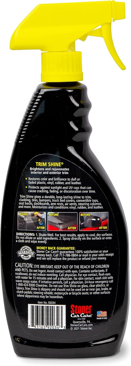 Stoner Car Care 92034-2PK Trim Shine – Black Trim and Plastic Restorer for Cars – Vinyl and Plastic Trim Protectant Coating for Interior and Exterior Use – Water-Based Formula – 22 fl oz (Pack of 2) - Image 2