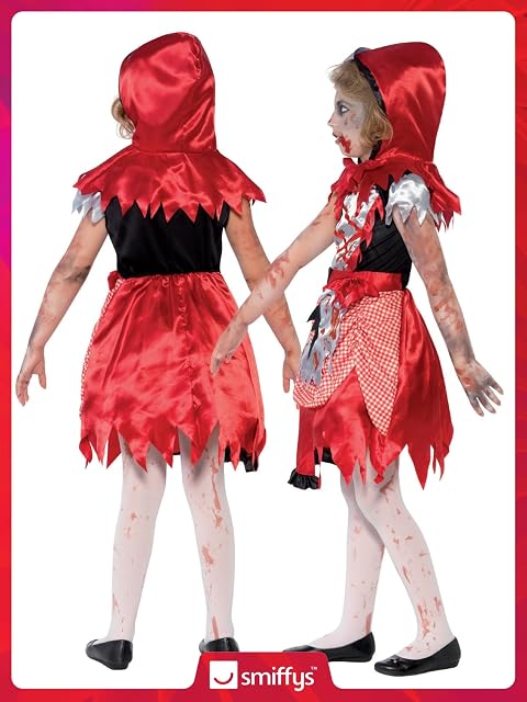 Foto 6 de 8 de Smiffys Disfraz de 'chica de la caperuza' zombi, Rojo, con vestido y capa con capucha Halloween, Carnaval