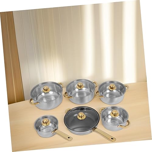 Miniatura 5 de Uonlytech Juego de utensilios de cocina de acero inoxidable con asas desmontables, ollas y sartenes compatibles con inducción para cocinar en el