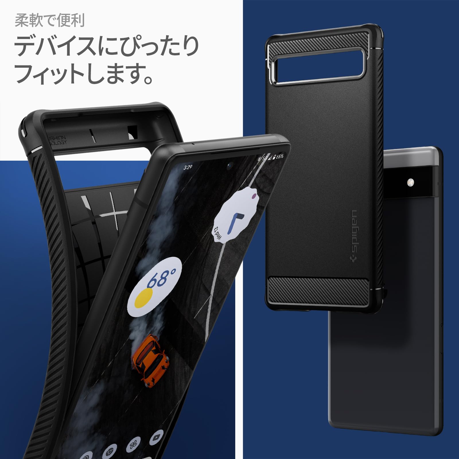 Amazon | Spigen Pixel6a ケース TPU ソフトケース 米軍MIL規格取得 耐