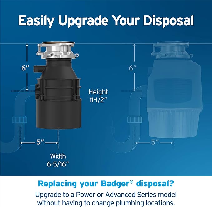 InSinkErator Badger 5XP Trituradora de Basura 3/4 HP Negro/Acero Inoxidable miniatura 2