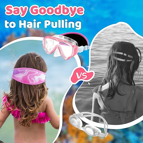 Miniatura 5 de Vvinca Gafas de buceo para niños, máscara de buceo, gafas de natación con cubierta de nariz y correas para niños y jóvenes de 6 a 14 años