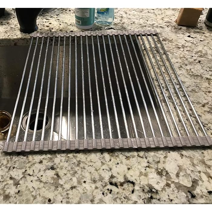 Buy Extra Large Roll up Dish Drying Rack over the Sink Folding Dish