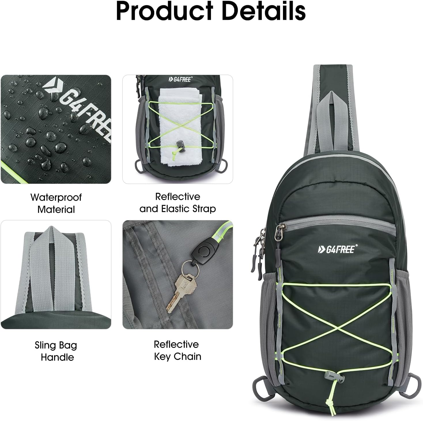 G4Free Sling Bag Backpack RFID Blocking Crossbody with Front Pocket Hiking Daypack Outdoor Chest Bag for Women Men