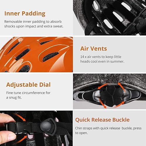 Miniatura 4 de Casco de bicicleta para niños pequeños, casco multideportivo ajustable para niños y niñas