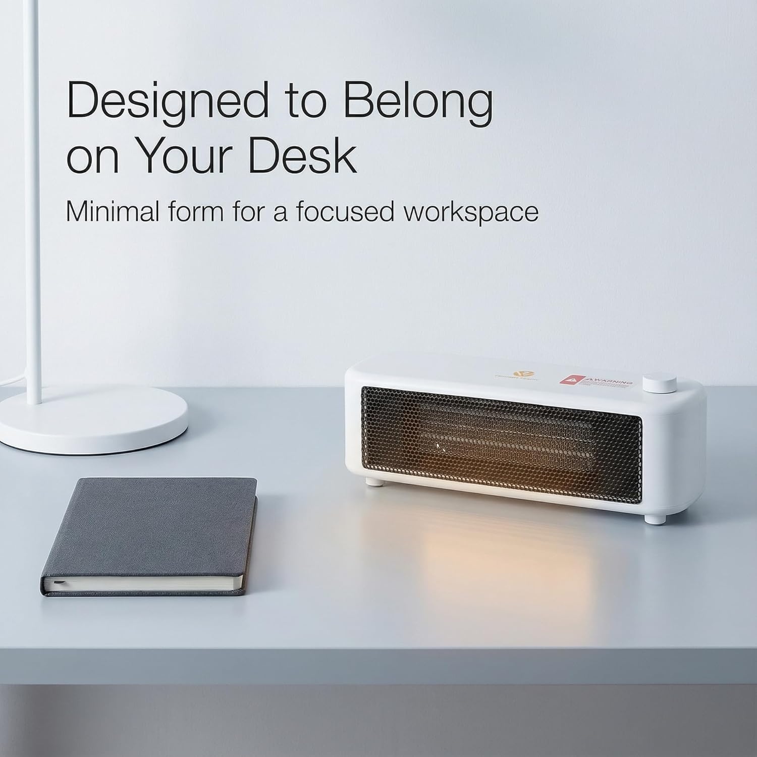 500W Graphene Far-Infrared Mini Desktop Heater, Low-Noise Personal Space Heater with Overheat Protection, Compact Under-Desk & Office Heater, 2 Heat Settings, Safe-Touch Housing