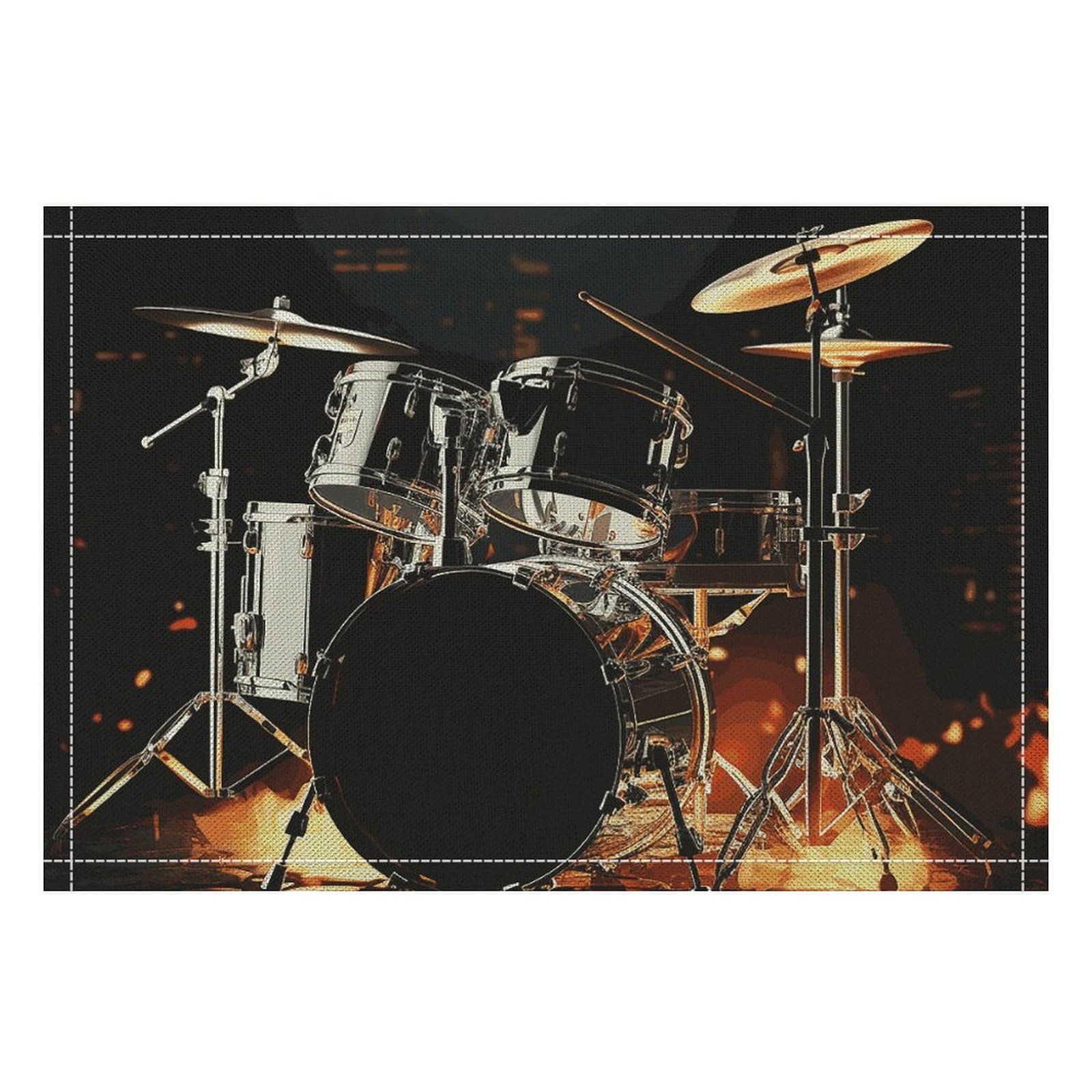 Placemats Non-Slip Place Mats Drummer Place Mats for Kitchen Table Heat Resistant Table Mats Indoor/Outdoor Washable Placemat Wipeable Dining Table Mats