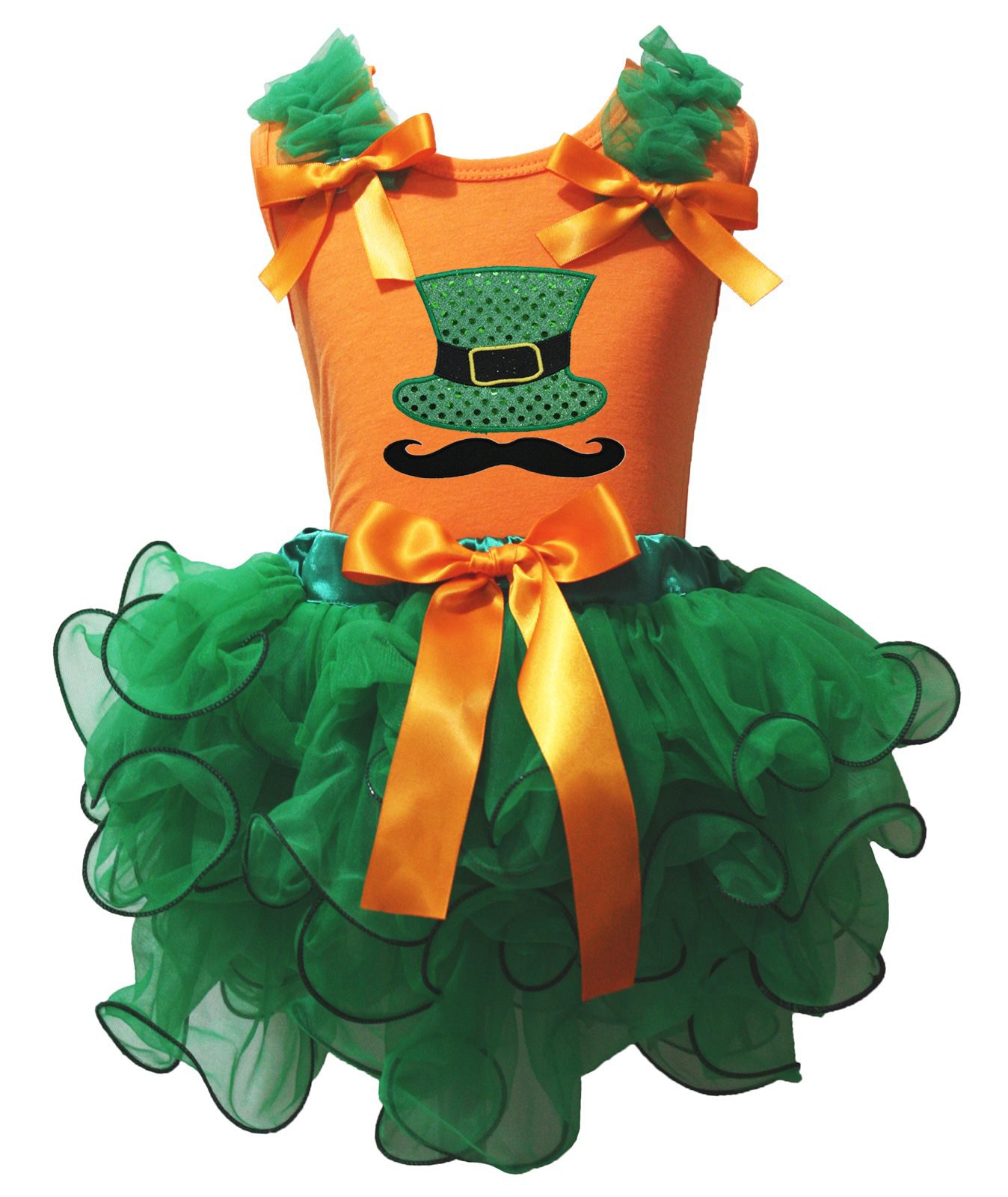 Conjunto de San Patricio con llamativa falda verde Kelly en capas y sombrero infantil 2