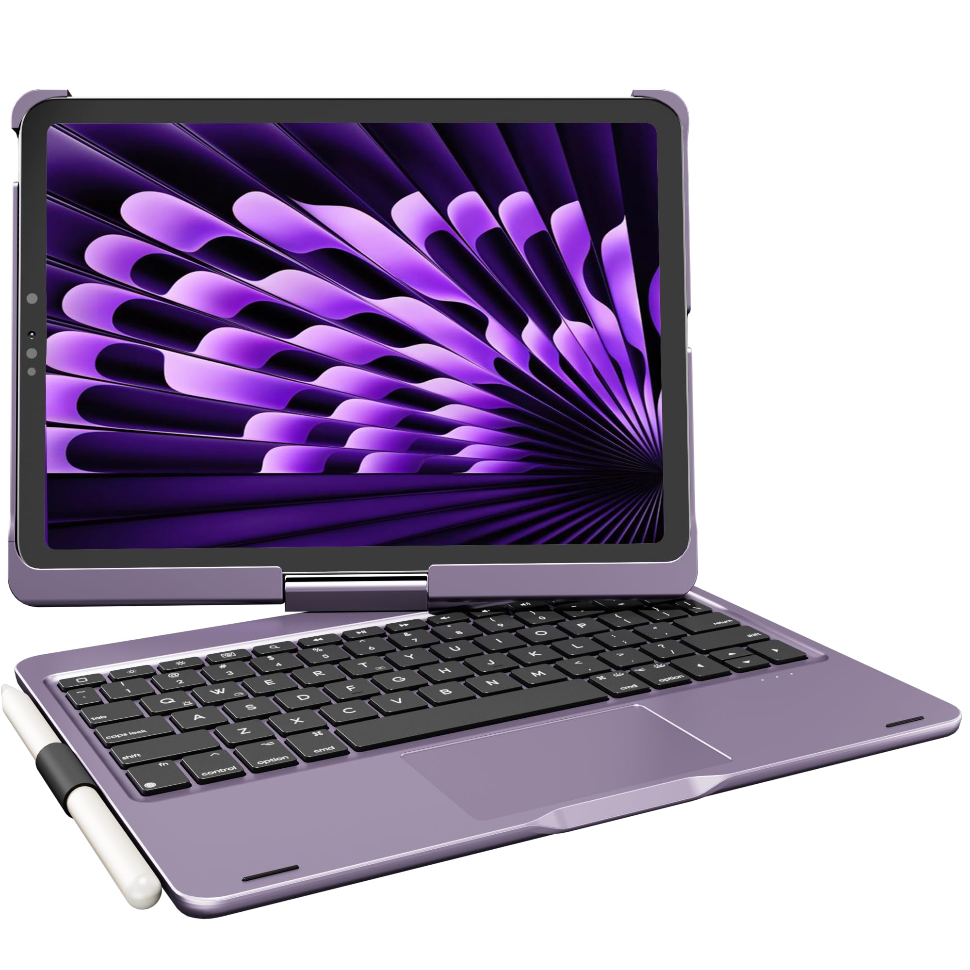 pekarejue Wireless Keyboard Case for 2025 iPad (11th-10th) & iPad Air 11-inch (M3-M2)& iPad Air (5th-4th) & iPad Pro 11-inch (4th-1st): Rotatable Pencil Holder Trackpad Backlit, Purple