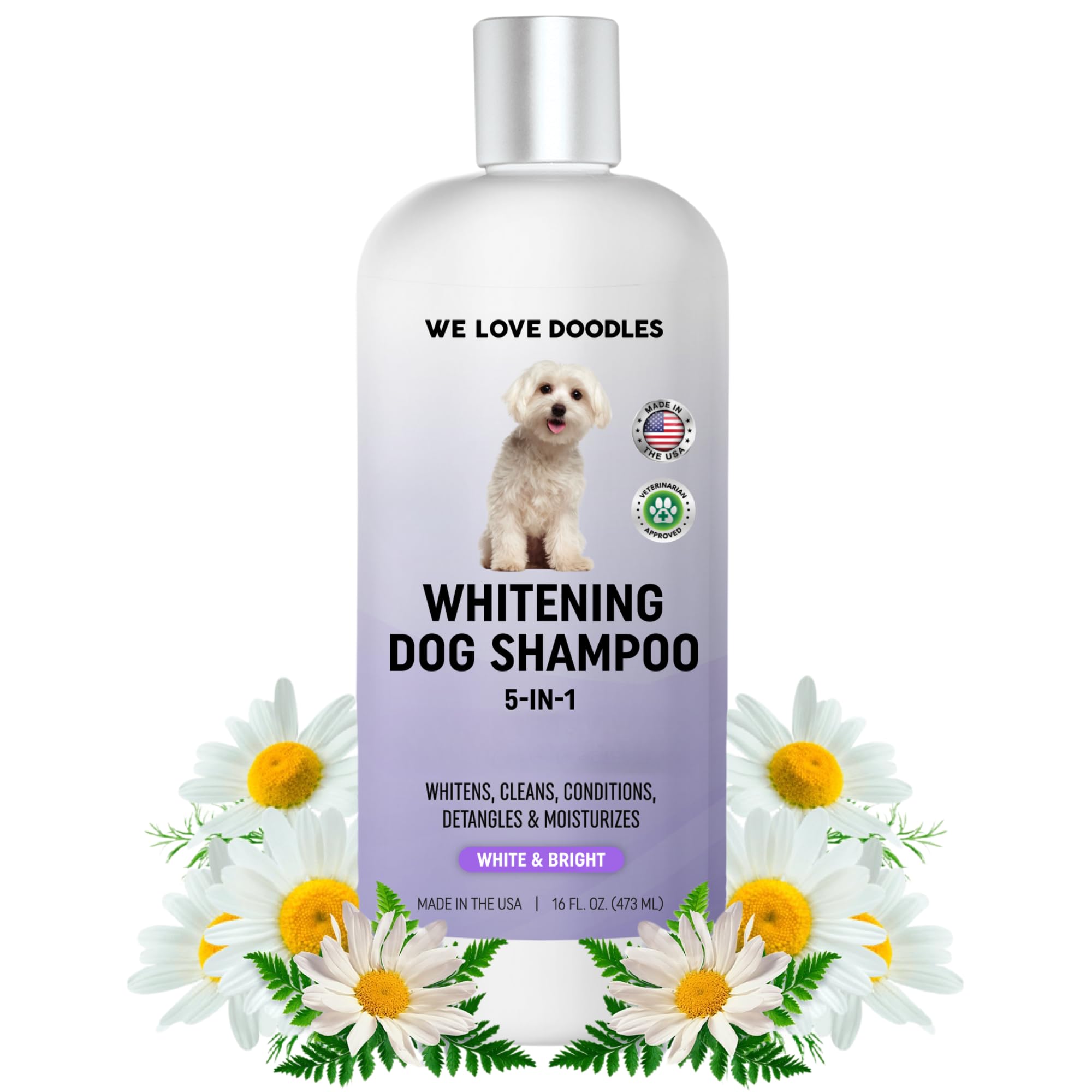 Whitening Dog Shampoo | Made in USA | Brightening Dogs Fur | White & Bright Hair | Removes Stains & Discoloration [We Love Doodles]