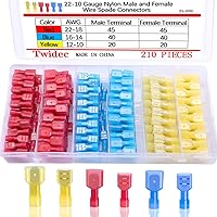 Vista 13 de Twidec Kit de conectores de pala de nailon, calibre 22-10, macho y hembra, terminal de pala de alambre de desconexión rápida, conector de crimpado