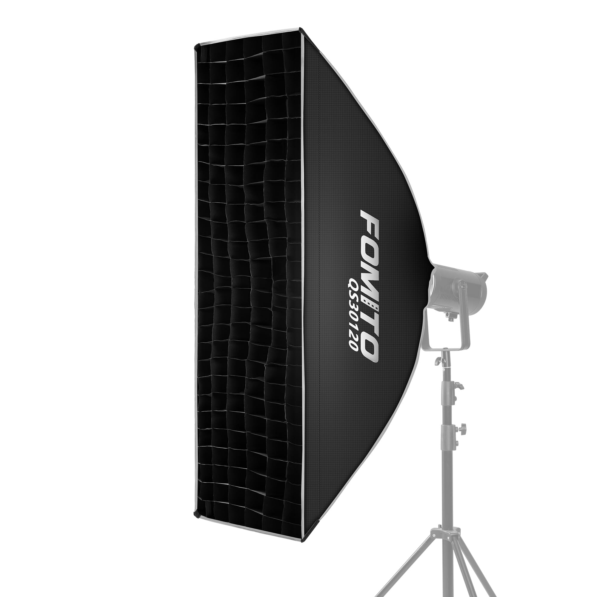 FOMITO Softbox rettangolare con striscia a sgancio rapido, 30 x 120 cm, con supporto Bowens e griglia per fascio di luce, per illuminazione da studio fotografico, 30 x 120 cm