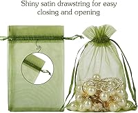 Vista 3 de HRX Package 100 bolsas de organza con cordón verde oliva, 4 x 6 pulgadas, bolsas de regalo de malla de caramelo, bolsas de joyería, bolsitas