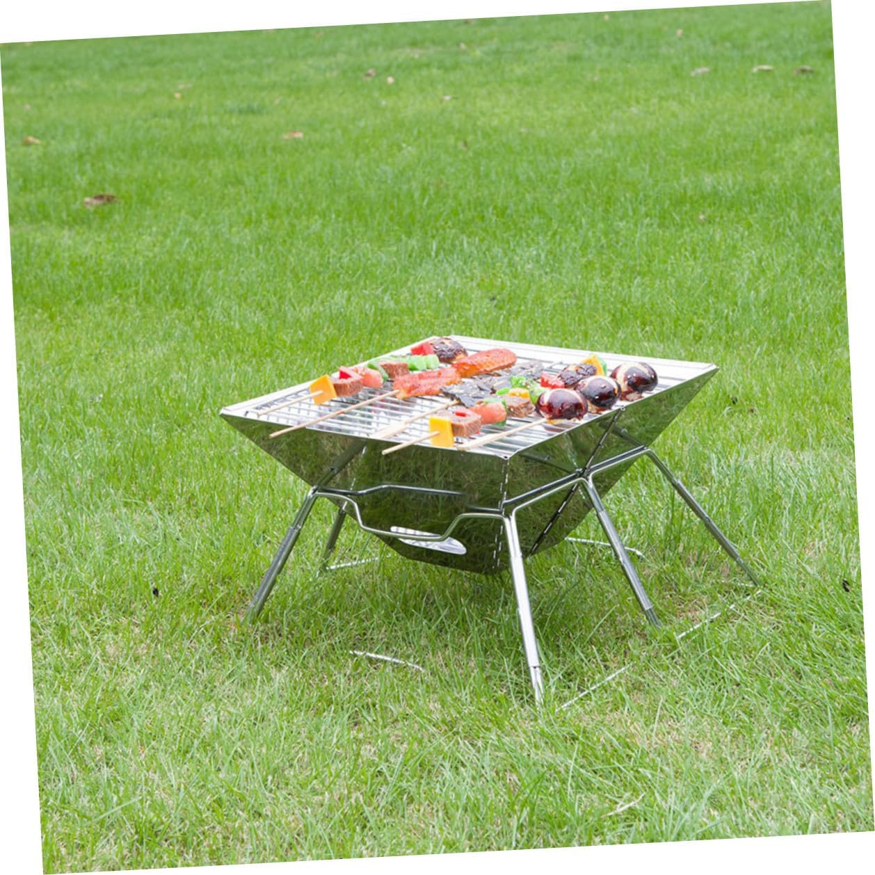 FUOYLOO Professional Folding Portable Camping Grill Wear-resistant Barbecue Rack with Folding Legs for Outdoor Hiking and Camping