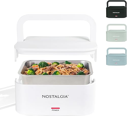Miniatura 12 de Nostalgia Lonchera Eléctrica Calentada Portátil de 20 Onzas – Tamaño de Viaje, Capacidad de 2.5 Tazas para Sopa, Chile y Sobras – Tapa Sellada de