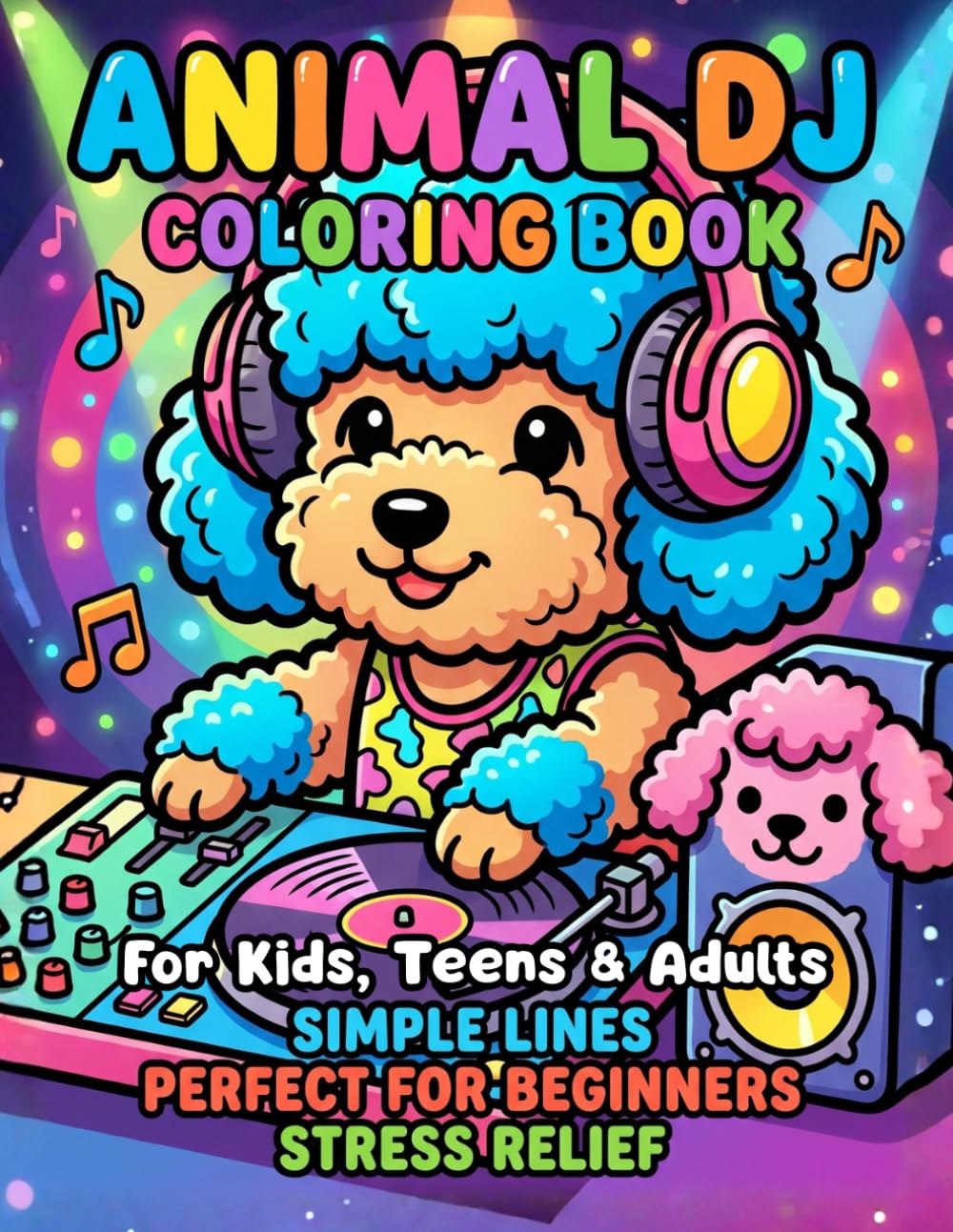 Animal DJ Coloring Book: Cute and Easy Coloring Pages for Kids, Teens, and Adults (動物冒険塗り絵シリーズ)