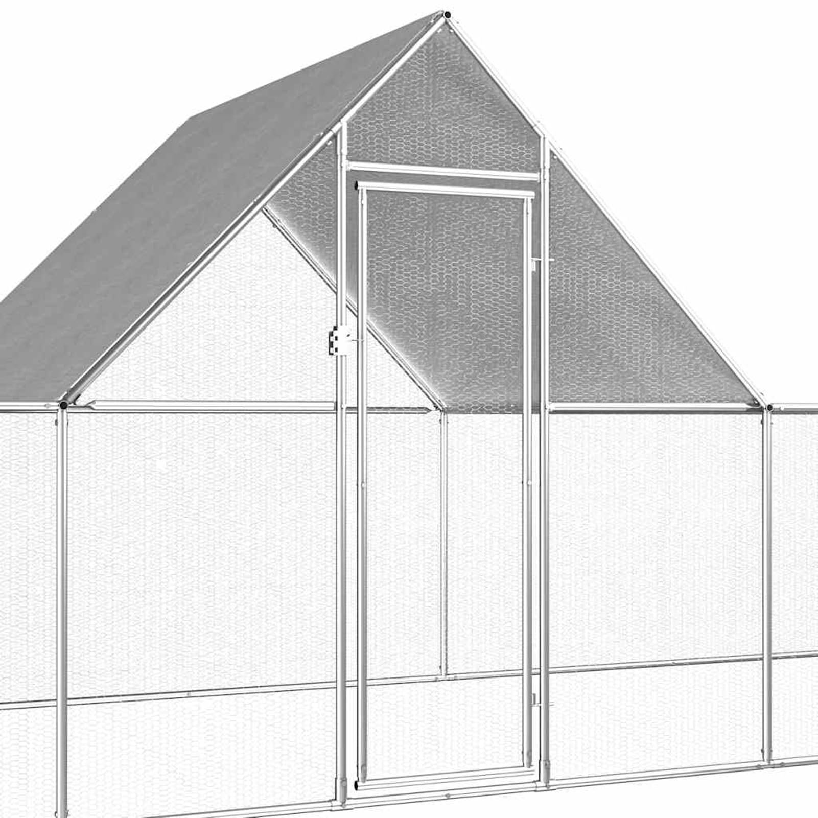Homgoday Gallinero de acero galvanizado, 14 x 2 x 2 m, gallinero y corral, jaula para gallinas, patos, conejos, perros, jaula de aves de corral