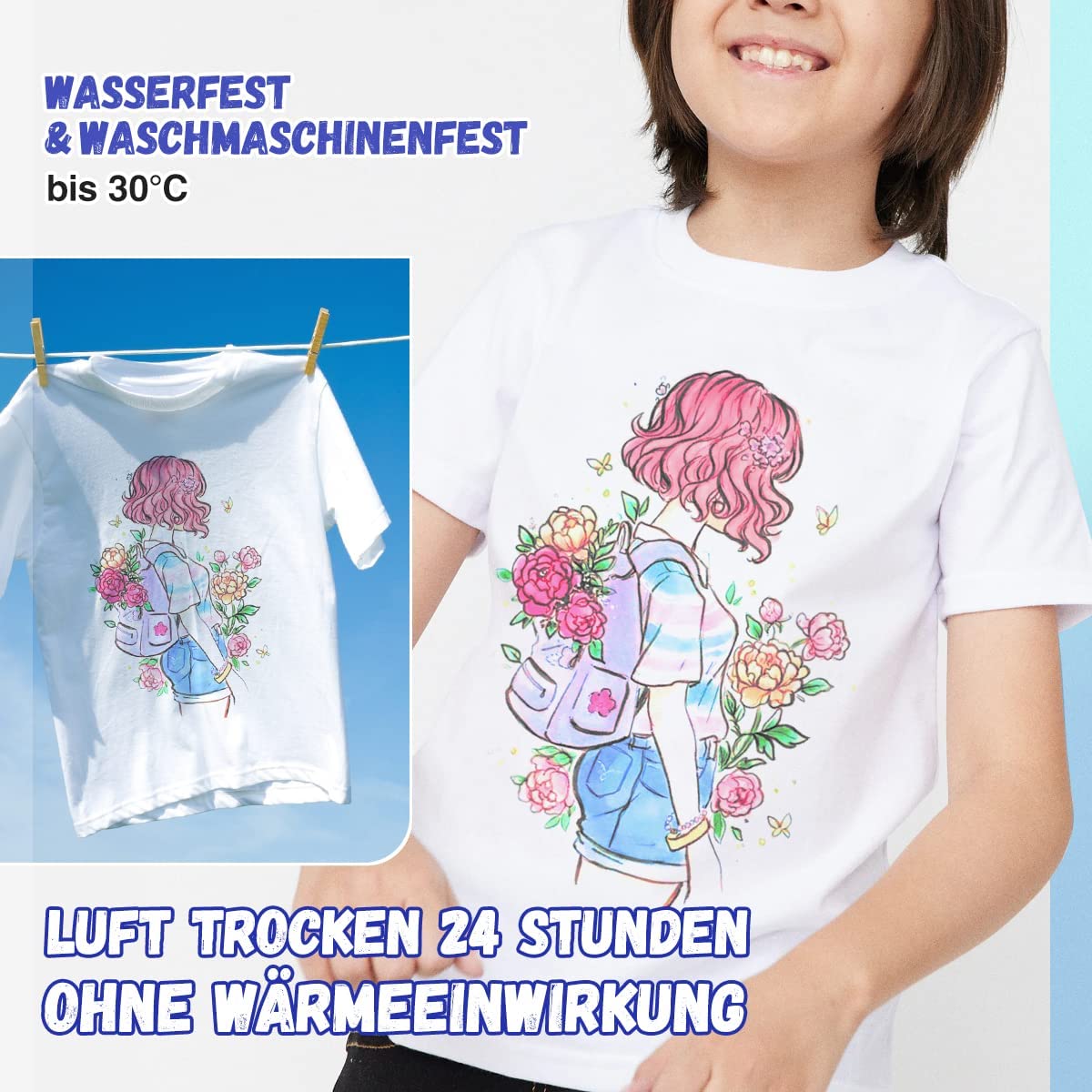 Craft Colors Set 20 Pennarelli Per Tessuti - Lavabili, Permanenti, Per Magliette E Stoffa - Foto 5