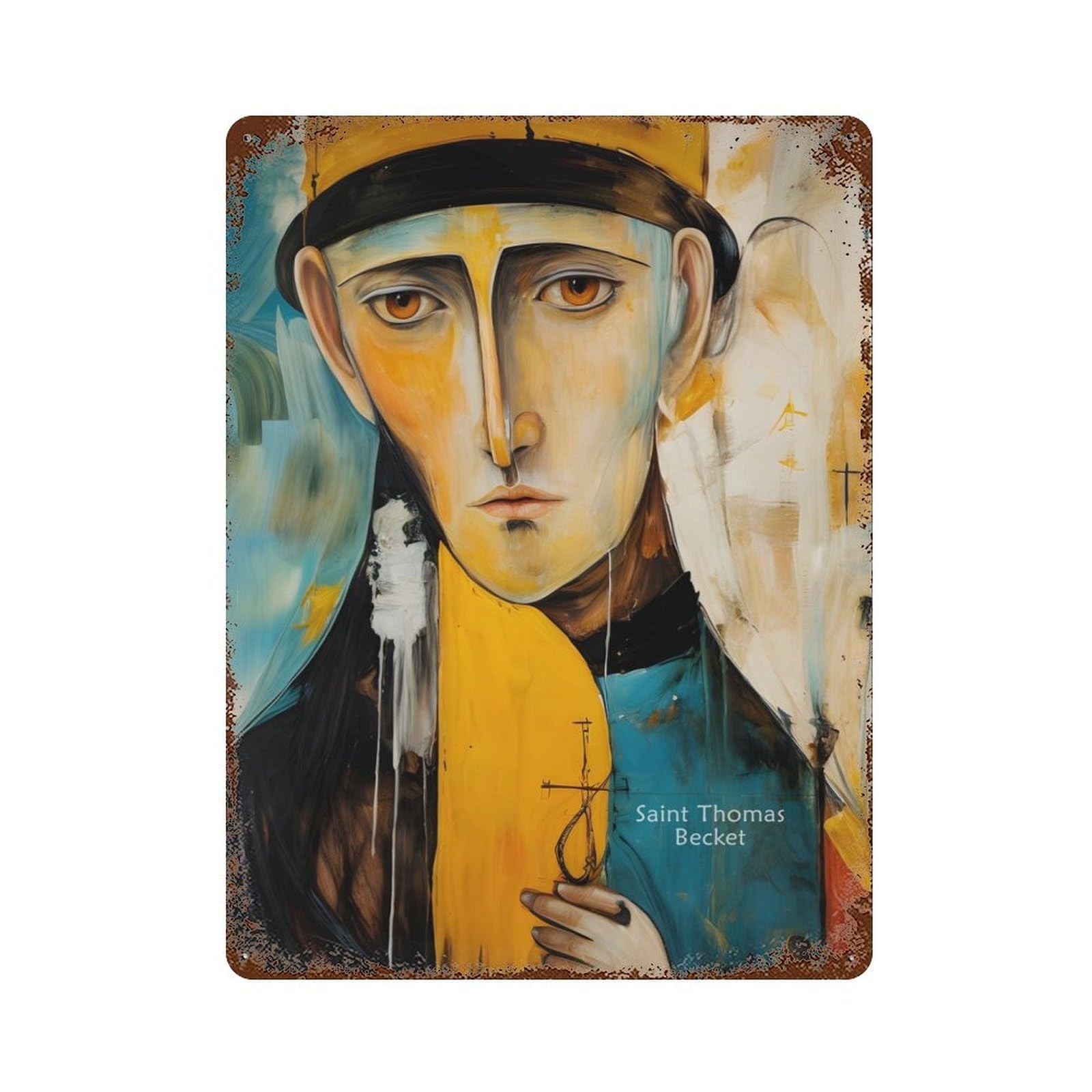 Saint Thomas Becket Decorative Tin Sign 15.7"x11.8", for Farmhouse, Kitchen And Entryway Decor, Shabby Chic Decor