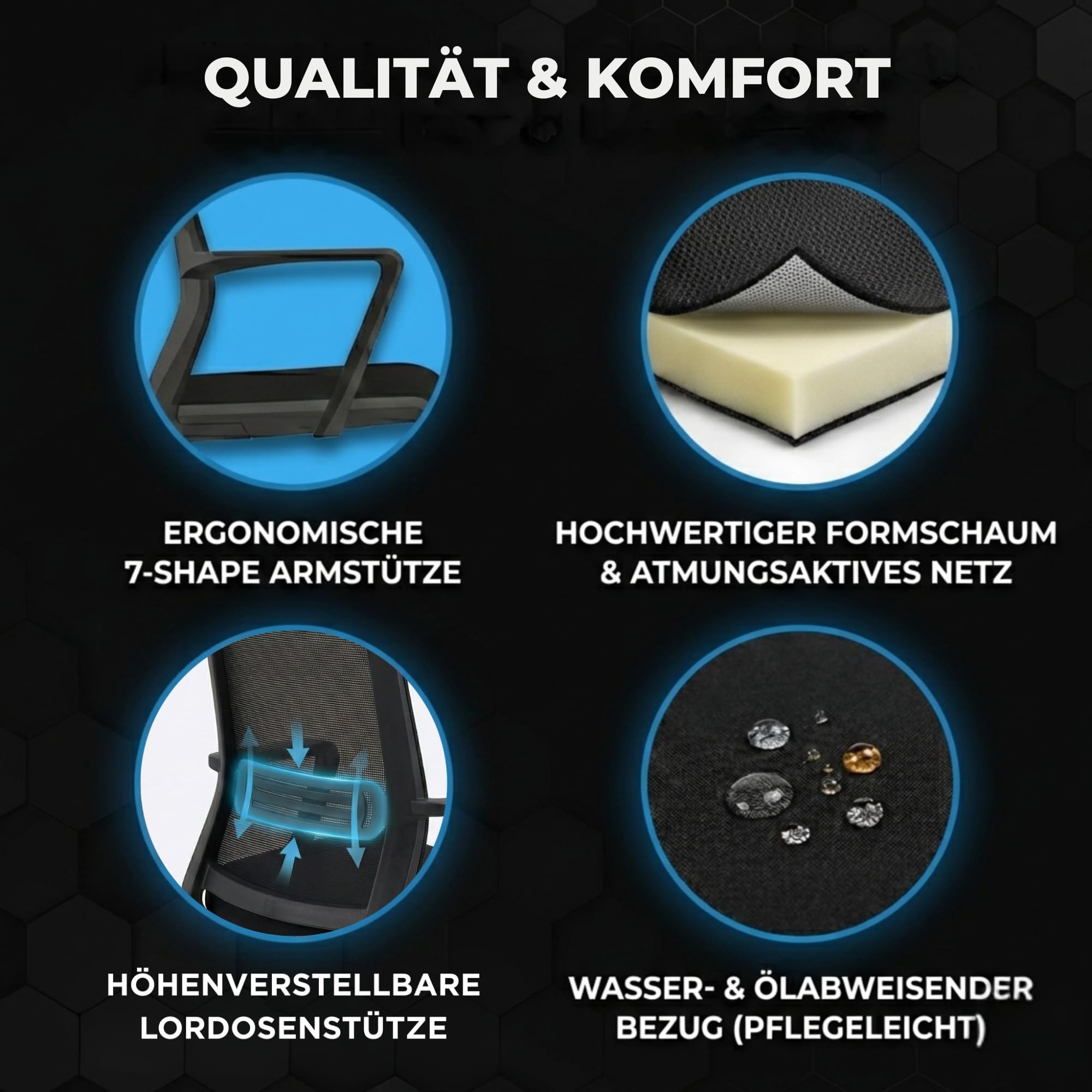 VALKENSTOL K1 Konferenzstuhl Freischwinger Schwarz mit Armlehne - Ergonomischer Besucherstuhl mit verstellbarer Lordosenstütze & Netzrücken - Robuster Bürostuhl ohne Rollen, Wasserabweisend, bis 150kg
