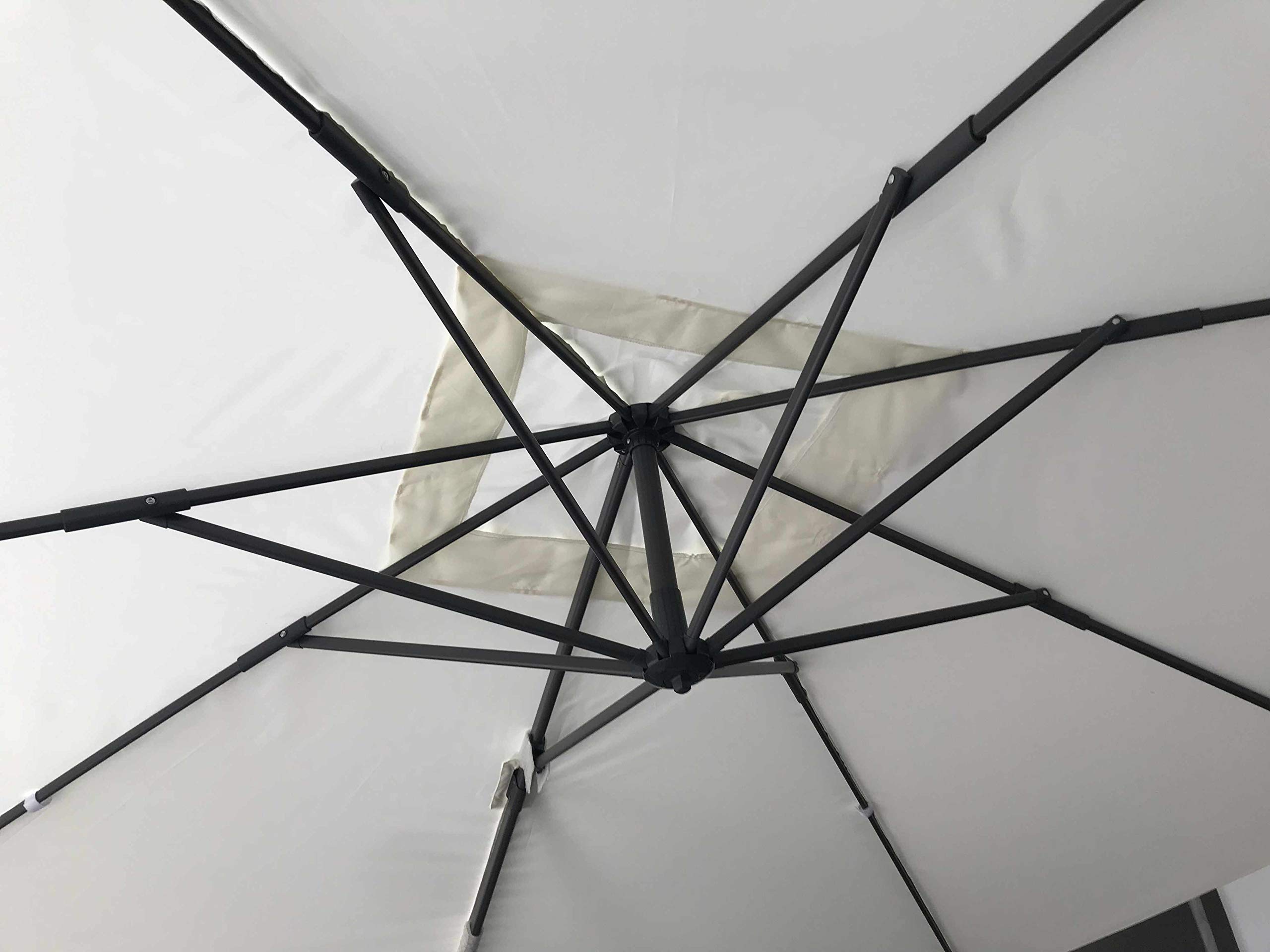 FP-TECH OMBRELLONE DA GIARDINO DECENTRATO 3X3 ORIENTABILE GIREVOLE A 360° PALO ALLUMINIO (Struttura Antracite e Telo Bianco)