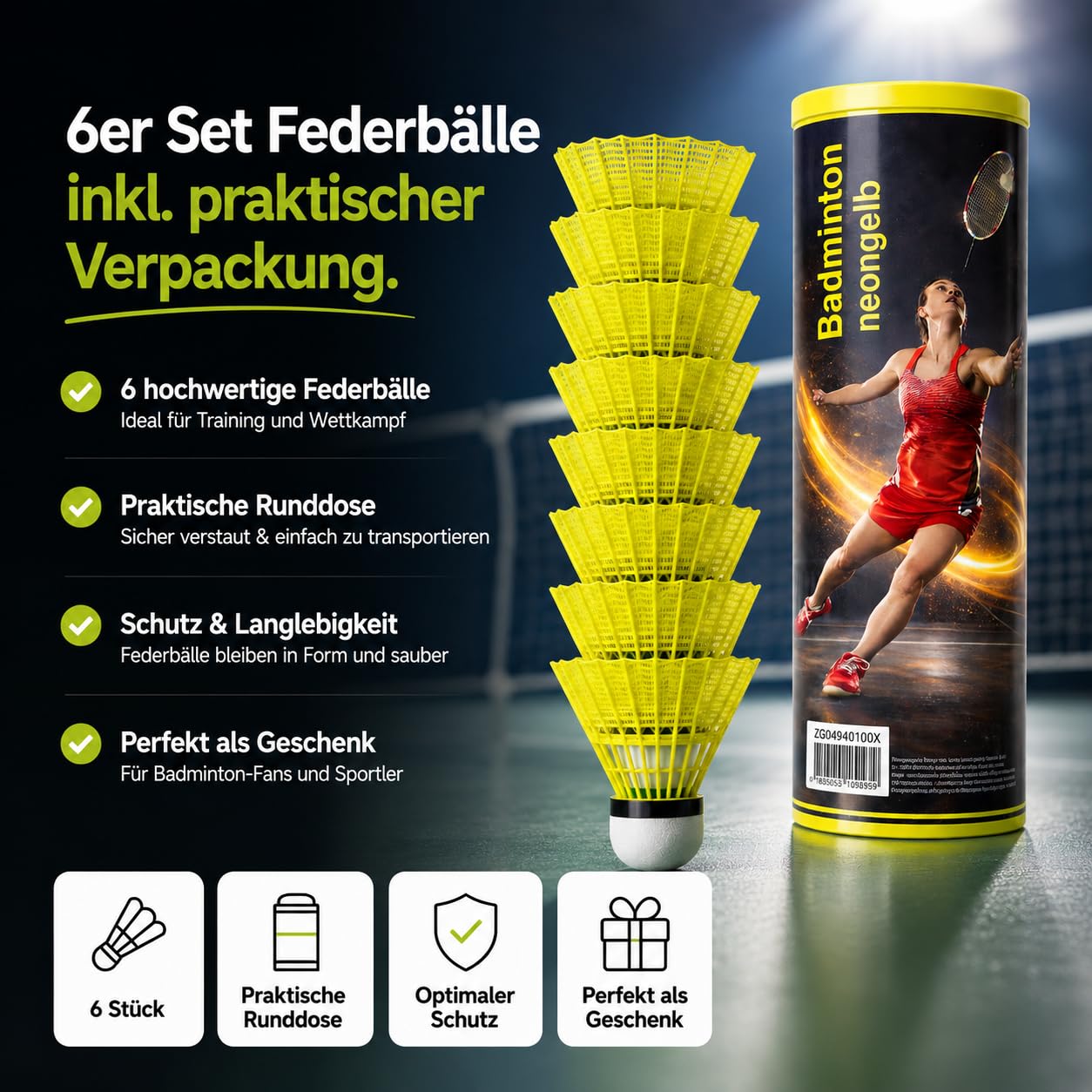 TK Gruppe Timo Klingler Bolas de bádminton Amarillas para Entrenamiento y competición