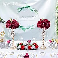 Vista 3 de Bolas de flores de rosas rojas para centros de mesa: 6 piezas de centros de mesa de flores de diámetro de 11.8 pulgadas para mesas en decoración