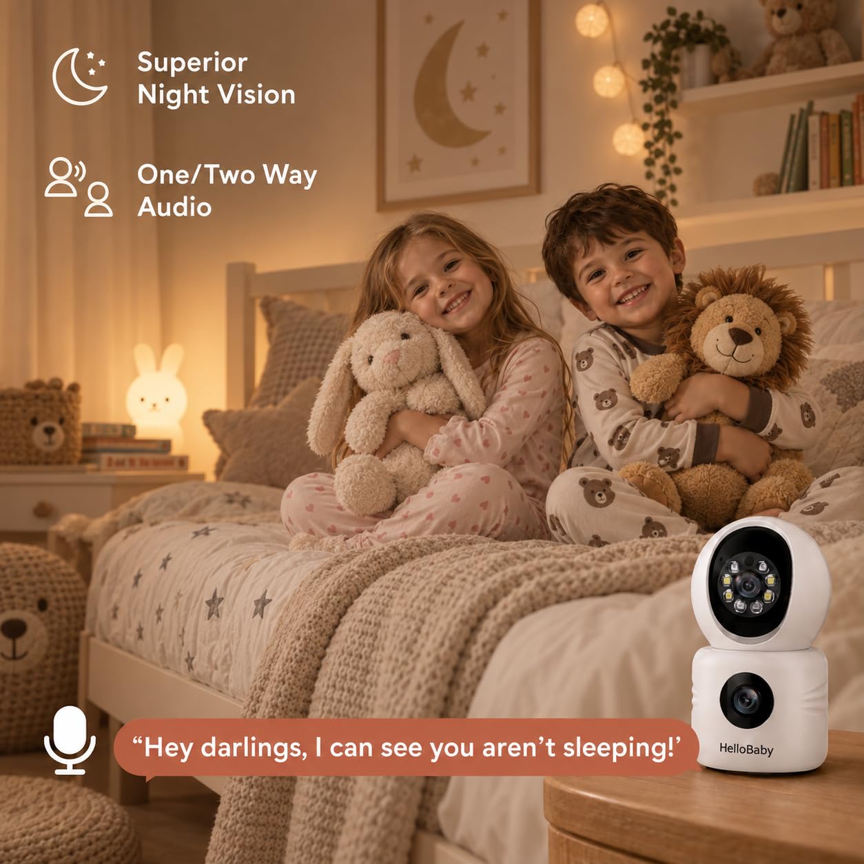 HelloBaby Baby Monitor WiFi, Baby Monitor 2K con fotocamera e visione notturna Video Baby monitor, Baby Camera con rilevamento movimento/suono, Controllo APP remoto, Audio bidirezionale